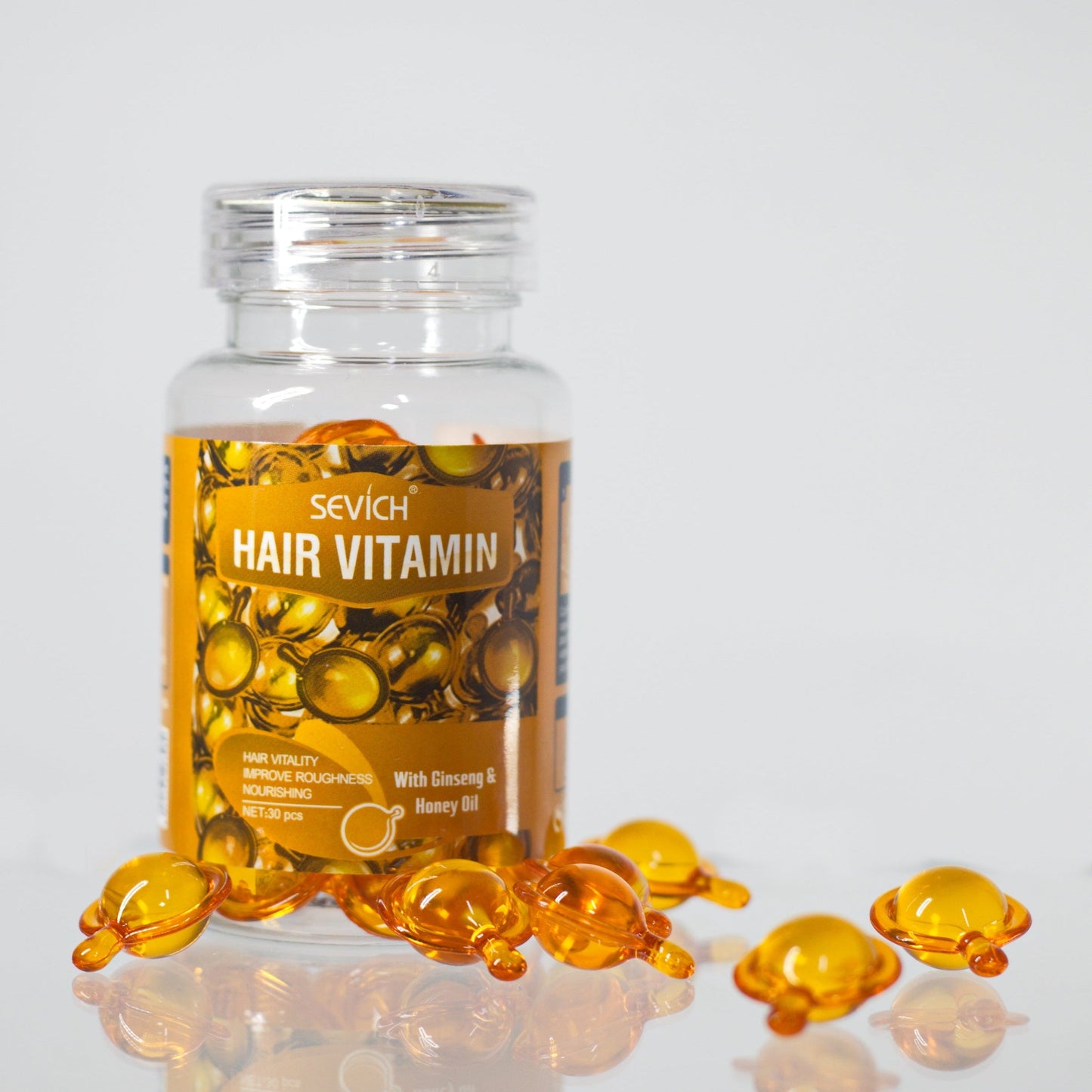 Капсули для сухого та ламкого волосся від Sevich з екстрактом меду (помаранчеві)